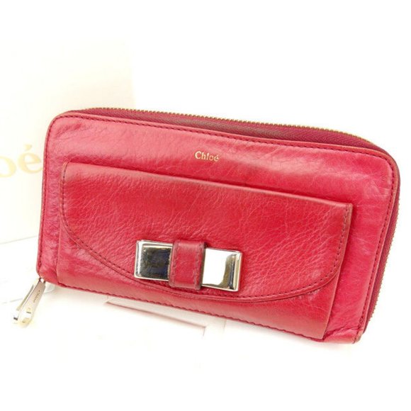 Chloe Handbags - Chloe Wallet Purse Long Wallet Red Woman Authentic Used Y937